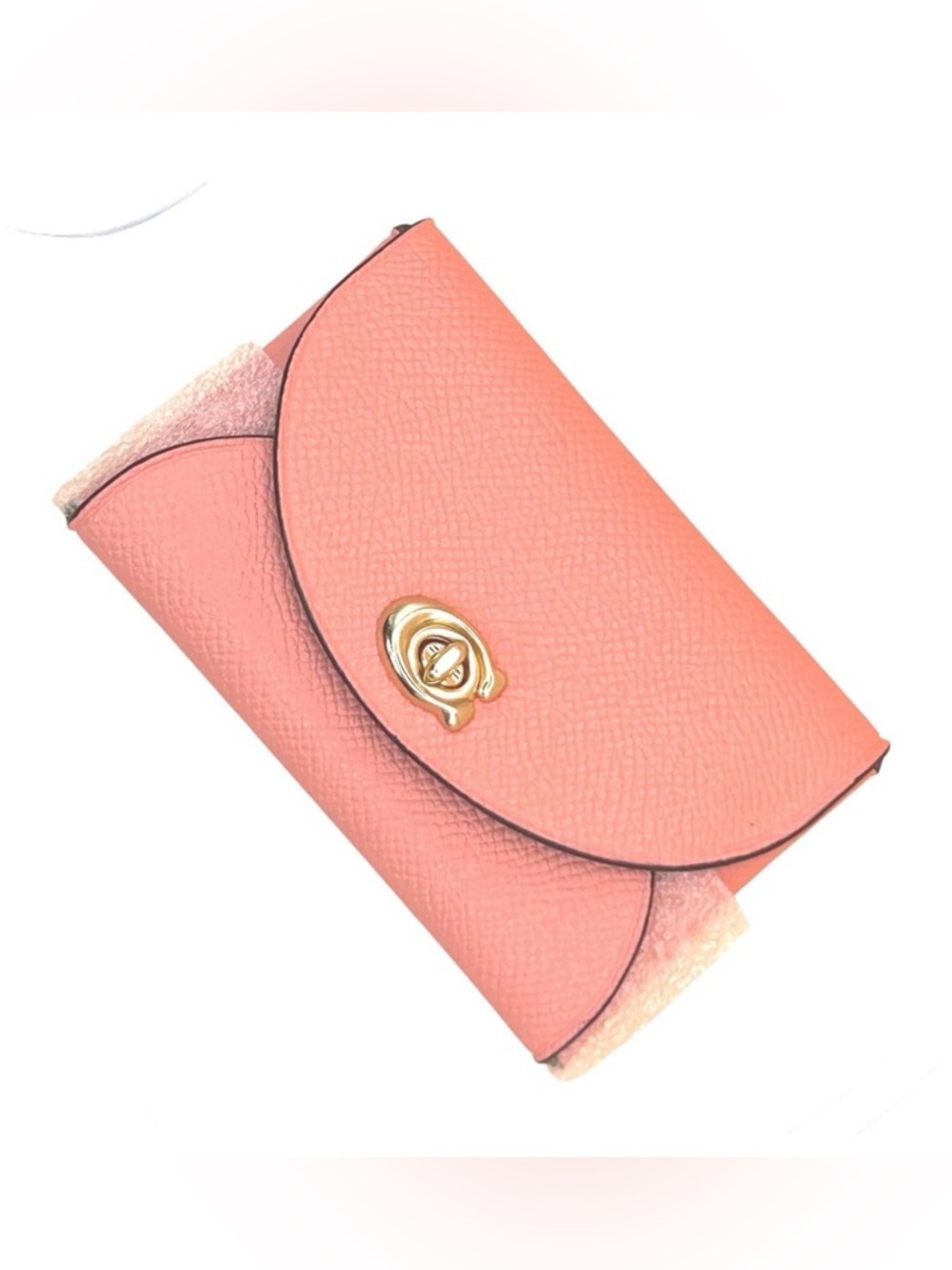 Coach Pink Crossgrain Leather Turnlock Card Case